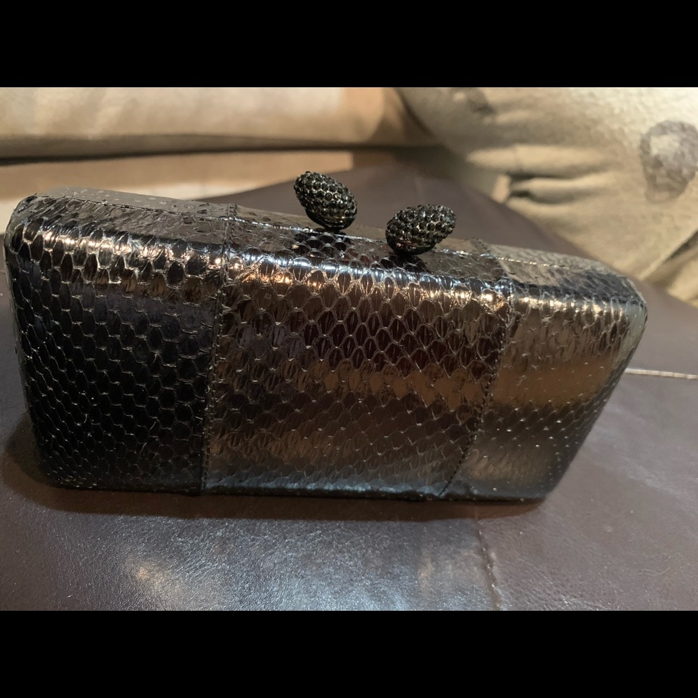 Kotur black metallic leather clutch